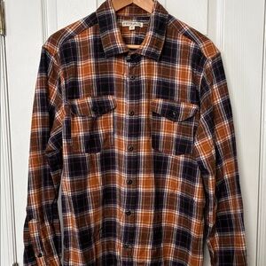 FRYE AND CO. Men's Plaid Shirt - Brown and Navy